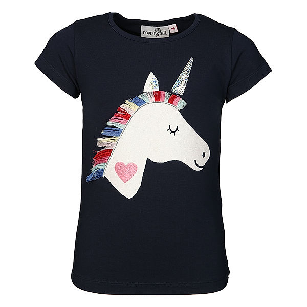 happy girls T-Shirt EINHORN mit FRANSEN in navy