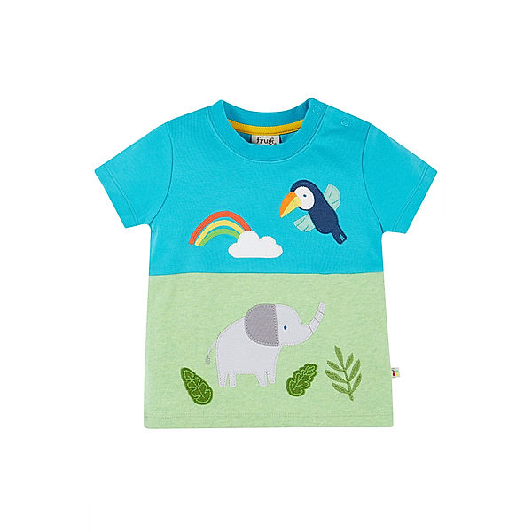 frugi T-Shirt ELEPHANT in blau/grün