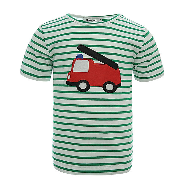zoolaboo T-Shirt FEUERWEHR TATÜ-TATA gestreift in weiß/grün