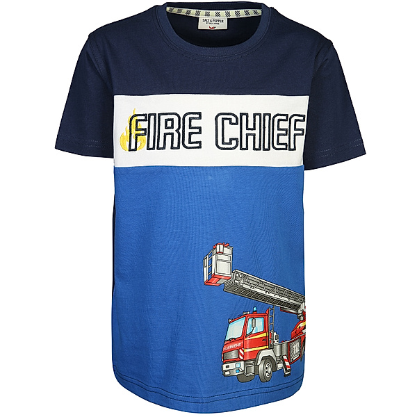 SALT AND PEPPER T-Shirt FIRE CHIEF in strong blue