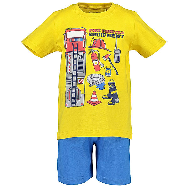 BLUE SEVEN T-Shirt FIRE EQUIPMENT mit Shorts in sonnengelb/dunkelblau