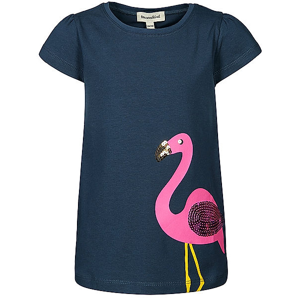 tausendkind collection T-Shirt FLAMINGO mit Pailletten in dunkelblau