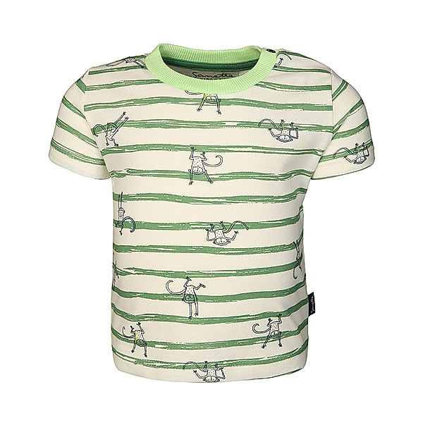 Sanetta T-Shirt FUNKY MONKEY gestreift in grün/weiß