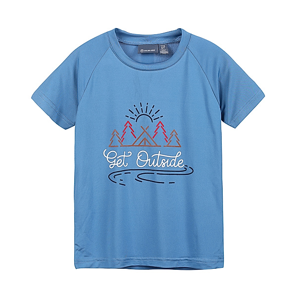 Color Kids T-Shirt GET OUTSIIDE in coronet blue