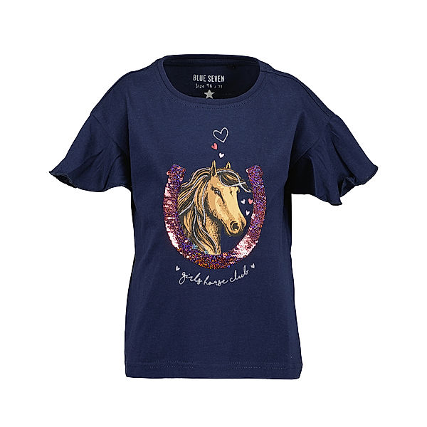 BLUE SEVEN T-Shirt GIRLS HORSE CLUB mit Wendepailletten in blau