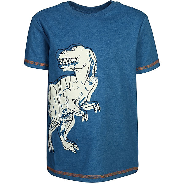 Hatley T-Shirt GLOW IN THE DARK - DINO in blau melange