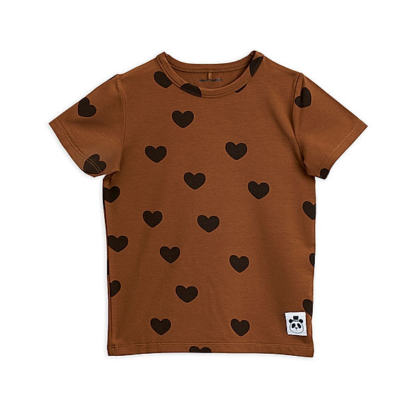 mini rodini T-Shirt HEARTS AOP in brown