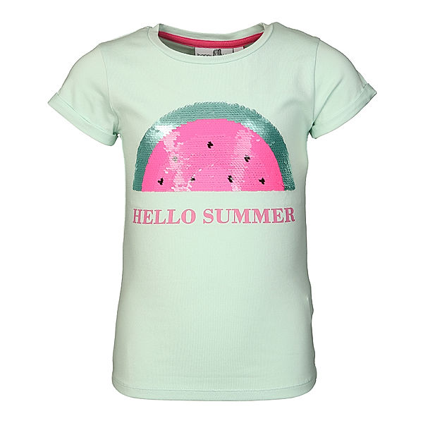happy girls T-Shirt HELLO SUMMER mit Wende-Pailletten in pastelltürkis