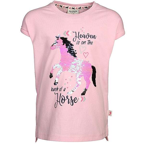 SALT AND PEPPER T-Shirt HORSE mit Wendepailletten in soft rose