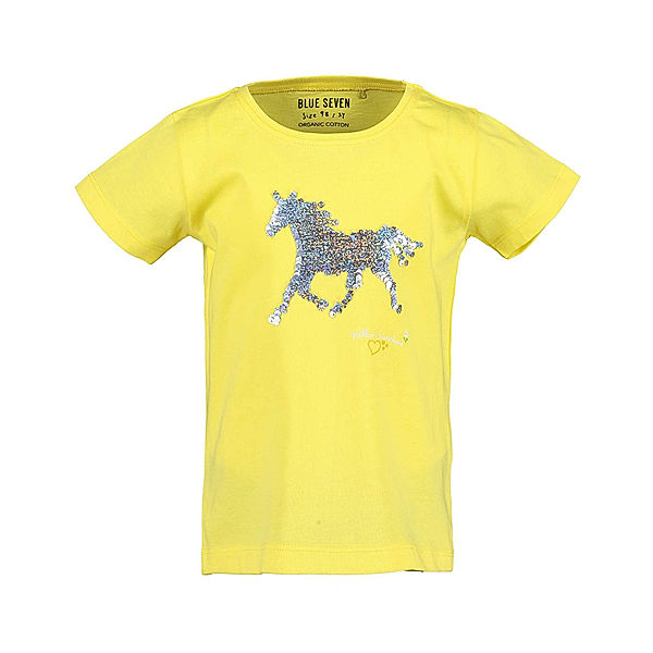 BLUE SEVEN T-Shirt HORSES mit Wendepailletten in gelb