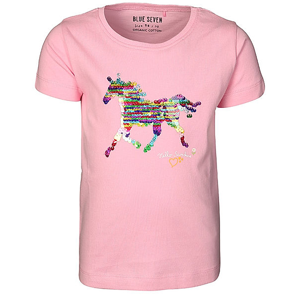 BLUE SEVEN T-Shirt HORSES mit Wendepailletten in rosa
