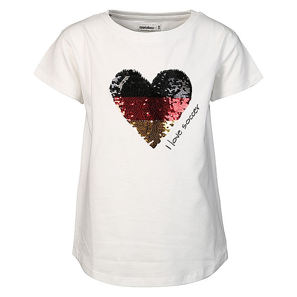 zoolaboo T-Shirt I LOVE SOCCER mit Wendepailletten in weiss