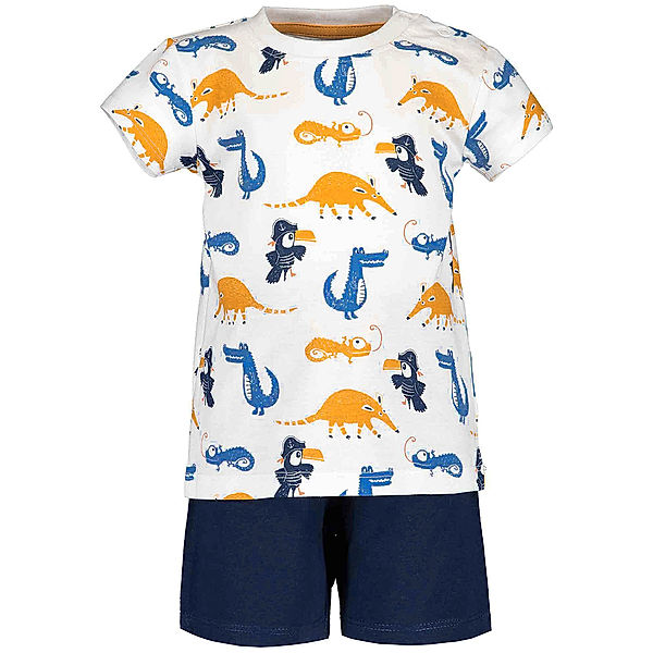 BLUE SEVEN T-Shirt JUNGLE FUN 2-teilig in white