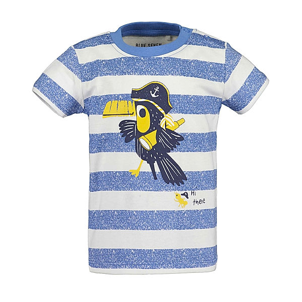 BLUE SEVEN T-Shirt JUNGLE FUN gestreift in mittelblau