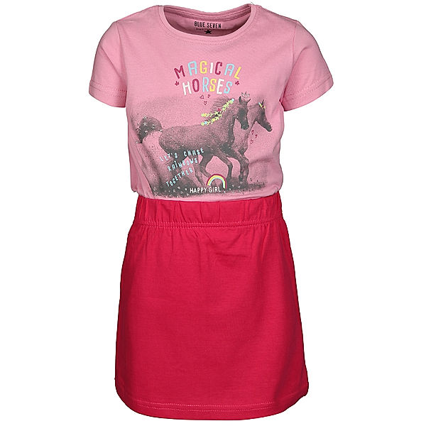 BLUE SEVEN T-Shirt MAGIC HORSES mit Rock in rosa/magenta