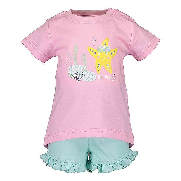 BLUE SEVEN T-Shirt MERMAID SUMMER mit Shorts in rosa/türkis