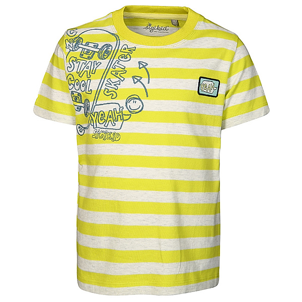 Sigikid T-Shirt MINI – SPORT DINO gestreift in gelb/grau