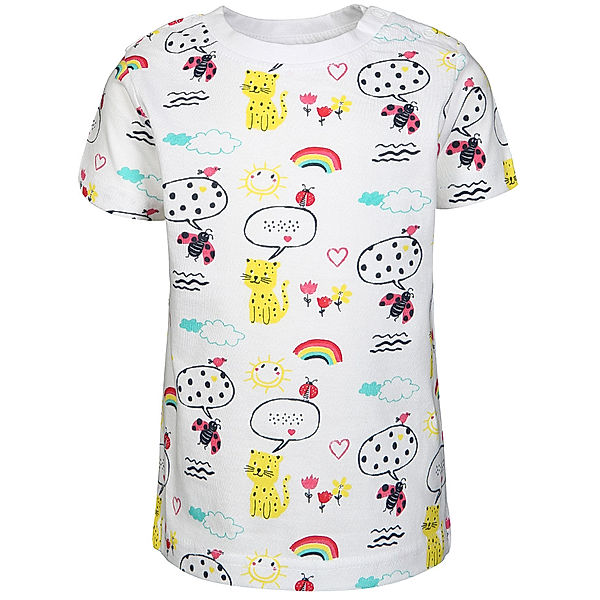 BLUE SEVEN T-Shirt MISS DOTS – RAINBOW in weiss/bunt