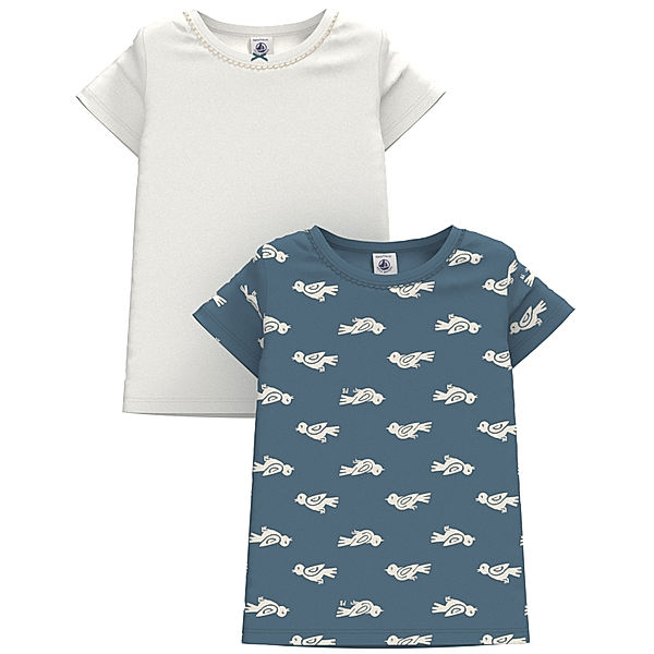 Petit Bateau T-Shirt MOINEAU 2er-Set in rover/weiss