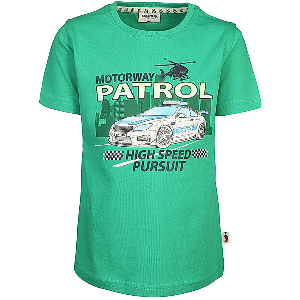 Salt & Pepper T-Shirt MOTORWAY PATROL in bright green