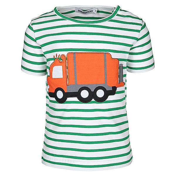 zoolaboo T-Shirt MÜLLAUTO MAMPFI in weiss/grün gestreift