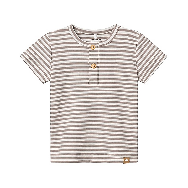 name it T-Shirt NBMFILLO STRIPES & BUTTONS in fungi