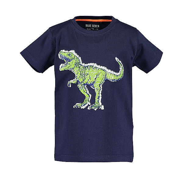 BLUE SEVEN T-Shirt NEON DINO mit Wendepailletten in nachtblau