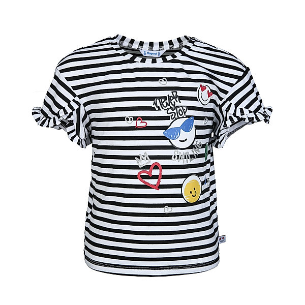 Mayoral T-Shirt NEVER STOP SMILING in schwarz/weiss