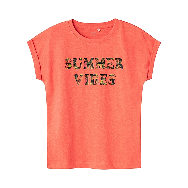 name it T-Shirt NKFFAMMA SUMMER VIBES in fiery coral