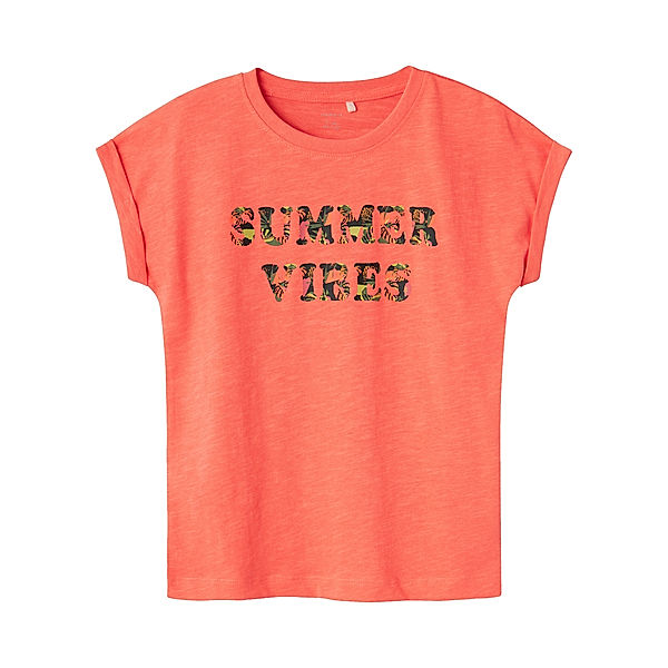 name it T-Shirt NKFFAMMA SUMMER VIBES in fiery coral