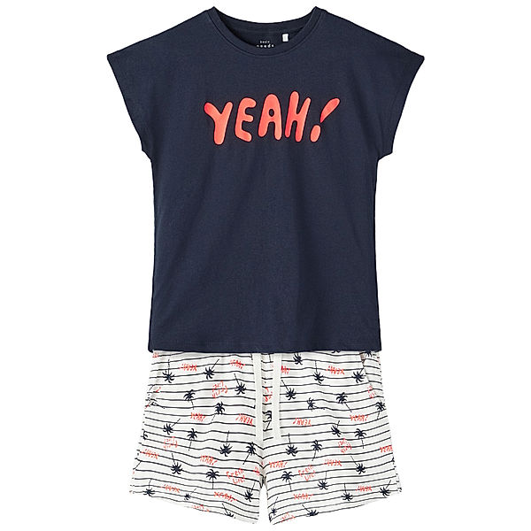 name it T-Shirt NKFVIGEA YEAH! mit Shorts in dark sapphire