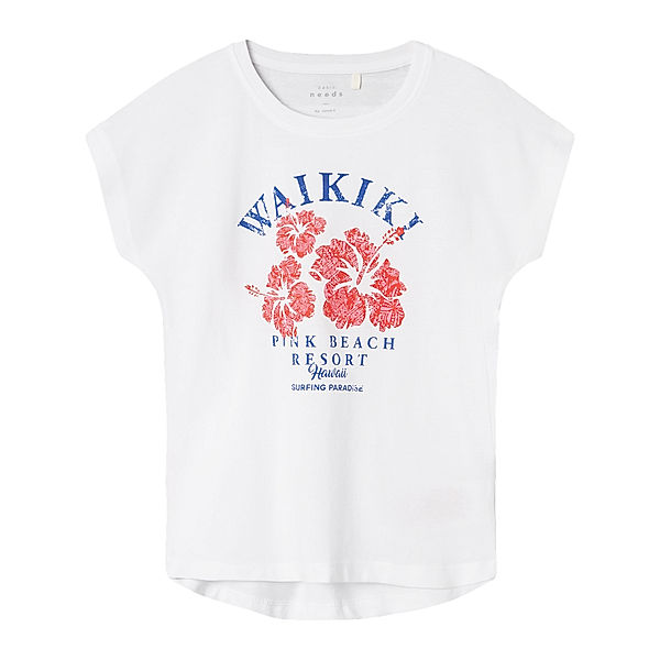 name it T-Shirt NKFVIOLET WAIKIKI BEACH in bright white