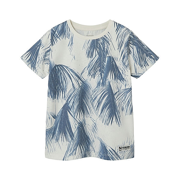 name it T-Shirt NKMFILES PALM LEAVES in jet stream