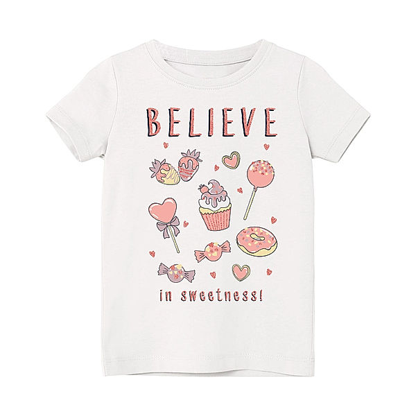 name it T-Shirt NMFVEEN BELIEVE in white alyssum