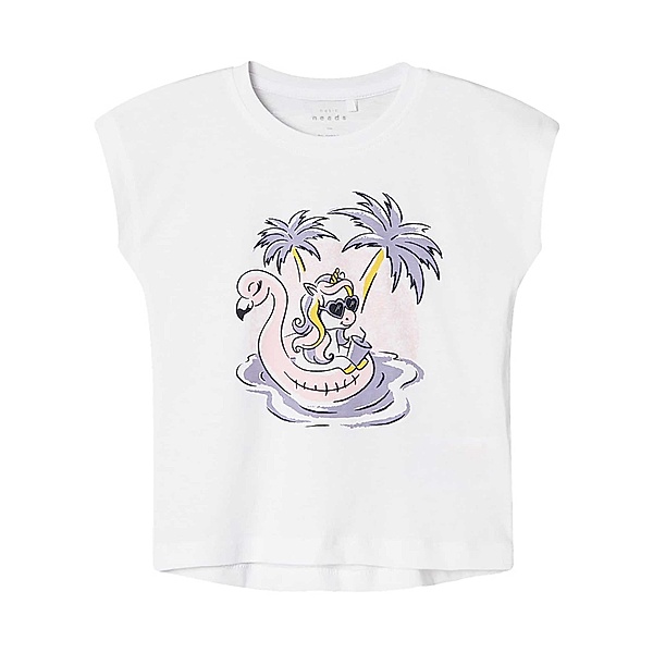 name it T-Shirt NMFVIOLET UNICORN HOLIDAYS in bright white