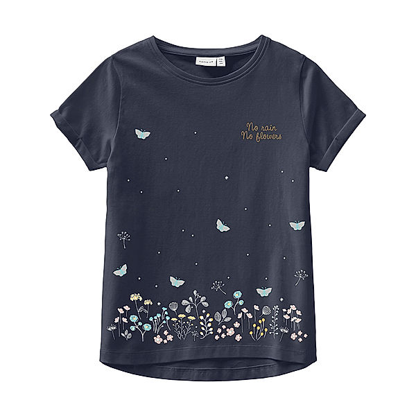 name it T-Shirt NMFVIX – FLOWERS in dark sapphire
