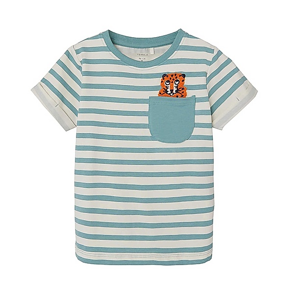 name it T-Shirt NMMDOW TIGER STRIPES in mineral blue