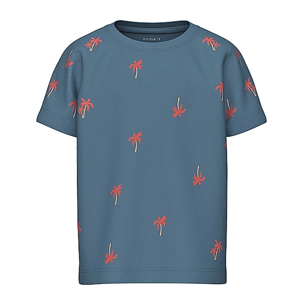 name it T-Shirt NMMHELUR PALMS in provincial blue