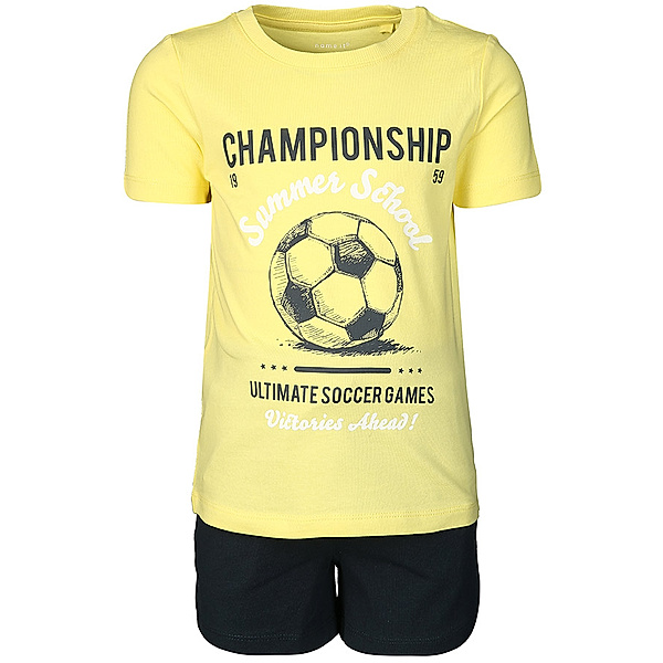 name it T-Shirt NMMJINO mit Shorts in gelb/dunkelblau