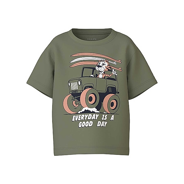 name it T-Shirt NMMVAGNO GOOD DAY in oil green