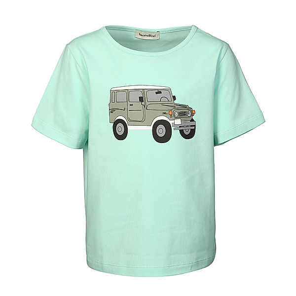 tausendkind collection T-Shirt OFF ROAD CAR in mint solid (Grösse: 140/146)