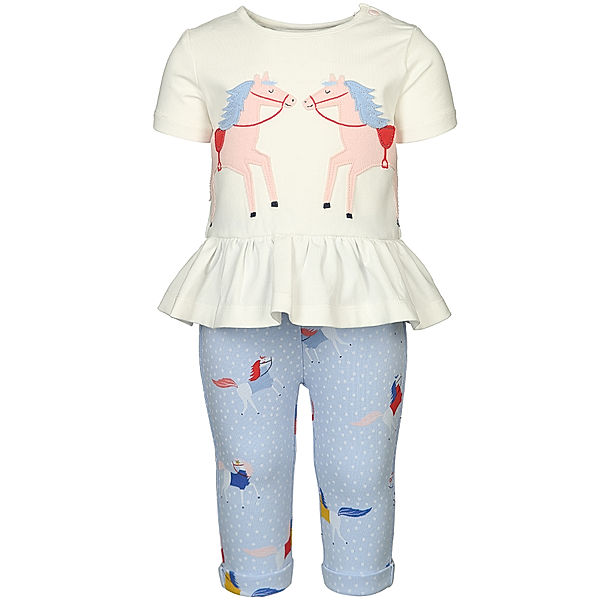 Tom Joule® T-Shirt OLIVIA – HORSES mit Leggings in weiß/hellblau