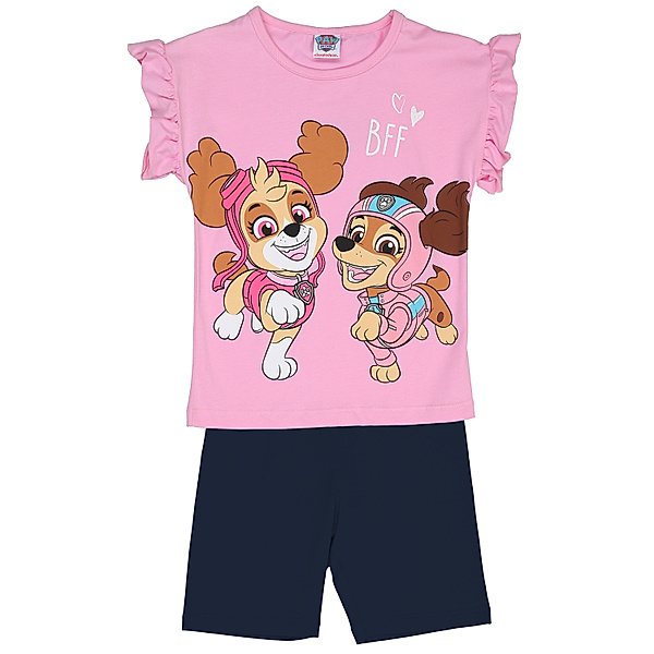 T-Shirt PAW PATROL inkl. Shorts in rosa/blau
