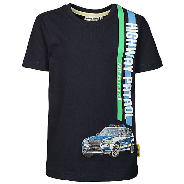 Salt & Pepper T-Shirt POLICE HIGHWAY in navy