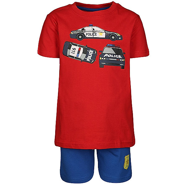 BLUE SEVEN T-Shirt POLICE mit Shorts in rot/blau