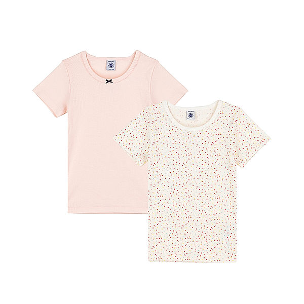 Petit Bateau T-Shirt POLKA-DOTS 2er Pack in rosa/bunt