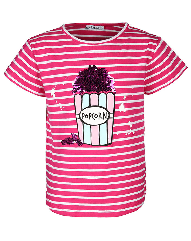 T-Shirt POPCORN mit Wendepailletten gestreift in pink weiss | Weltbild.ch