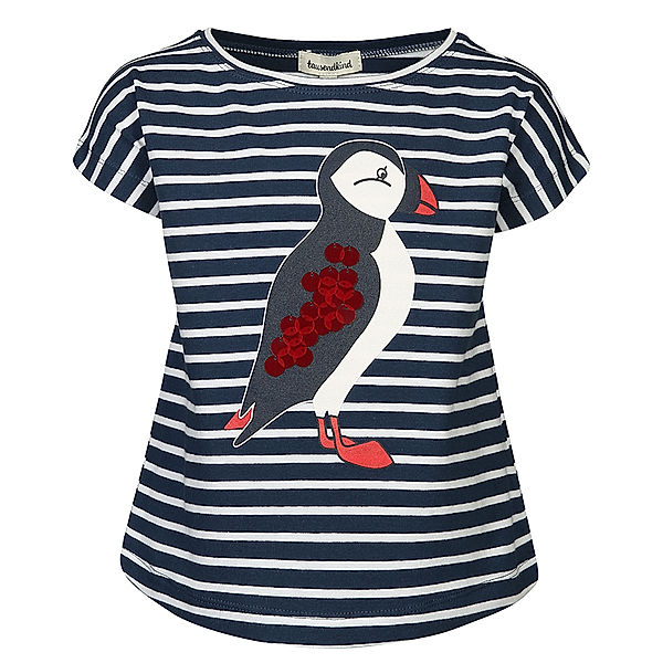 tausendkind collection T-Shirt PUFFIN mit Pailletten gestreift in dunkelblau/weiß