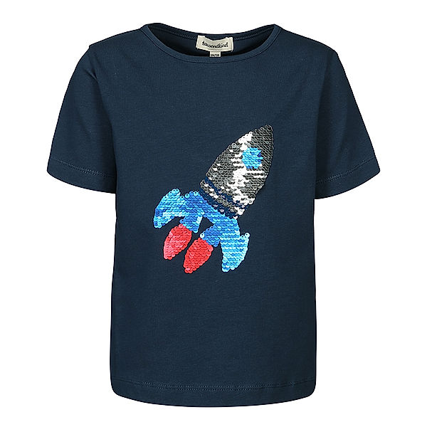 tausendkind collection T-Shirt RAKETE mit Wendepailletten in dunkelblau