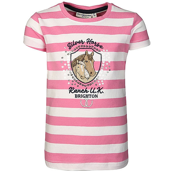 Salt & Pepper T-Shirt RIDING STRIPES in pink